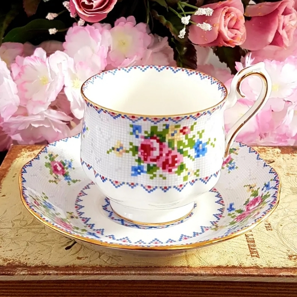 Royal Albert Petit Point Tea Cup & Saucer Bone China England